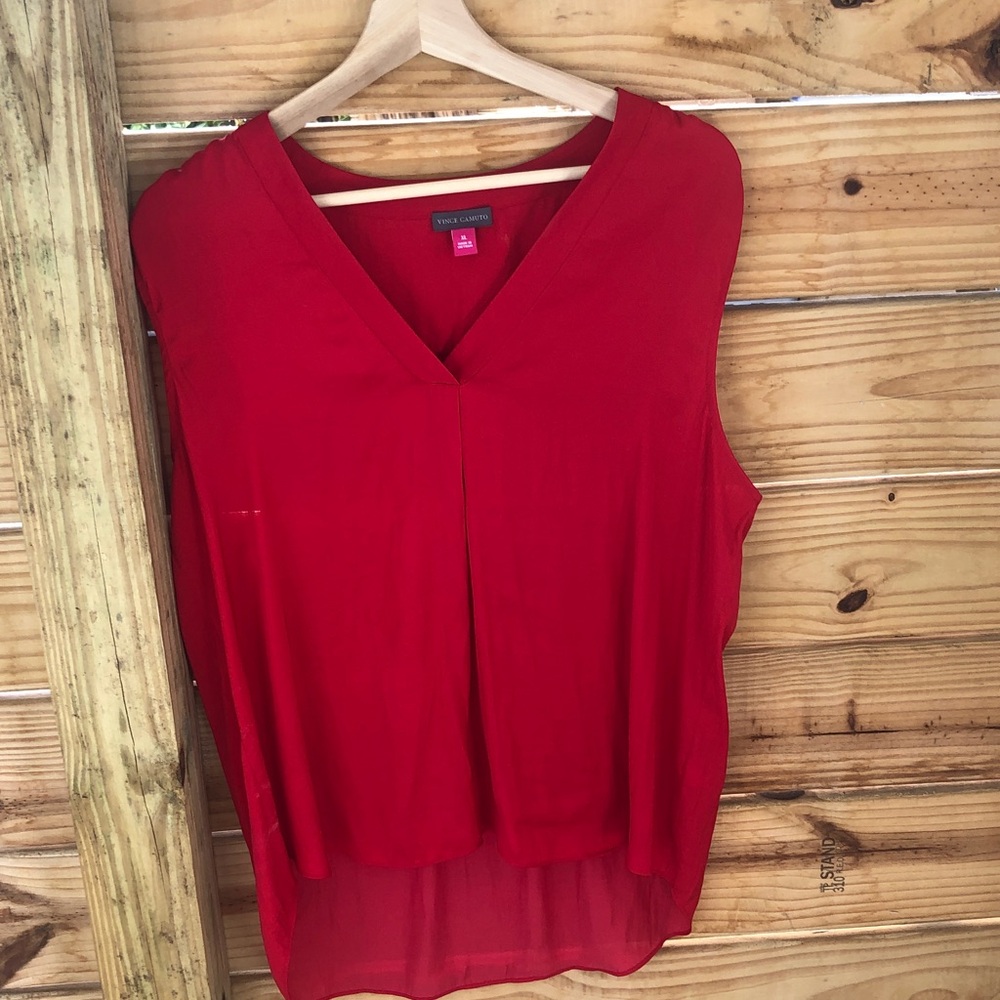 Express Bold Red V-Neck Blouse